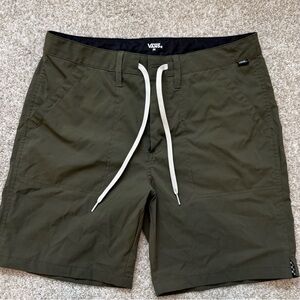 Vans Olive Drawstring Casual Shorts, 30